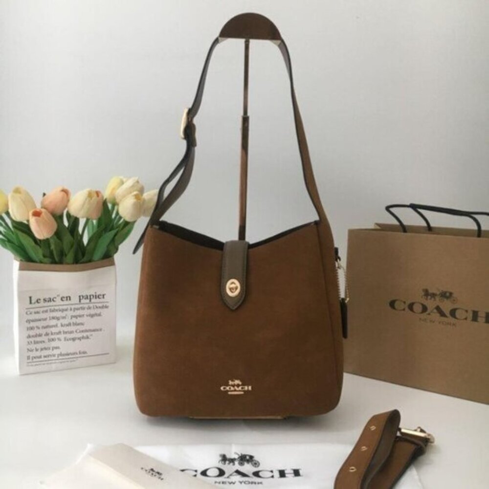 COACH Hadley Convertible Crossbody Bag Suede CW004 Brown Outlet New